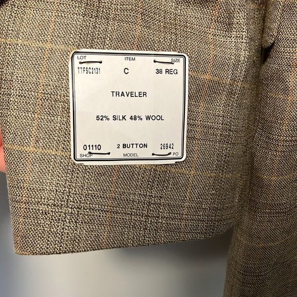 NWT Jos. A. Bank Traveller’s collection Classic Beige plaid Blazer sport coat - Picture 8 of 8